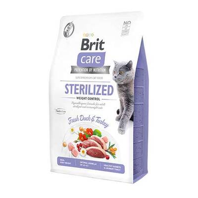 Brit Care Hipoalerjenik Sterilized Ördek ve Hindili Tahılsız Kısırlaştırımış Kedi Maması 2 Kg