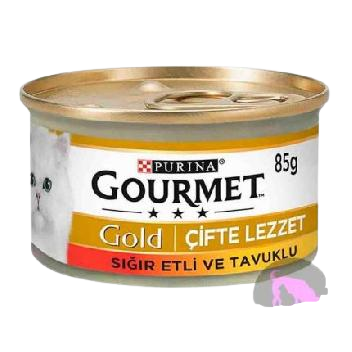 Gourmet Gold Parça Sığır Etli ve Tavuklu YetişkinKedi konservesi 85 Gr