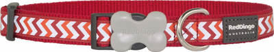 Red Dingo Reflektörlü Ziggy Desenli Kırmızı BoyunTasması 12mm